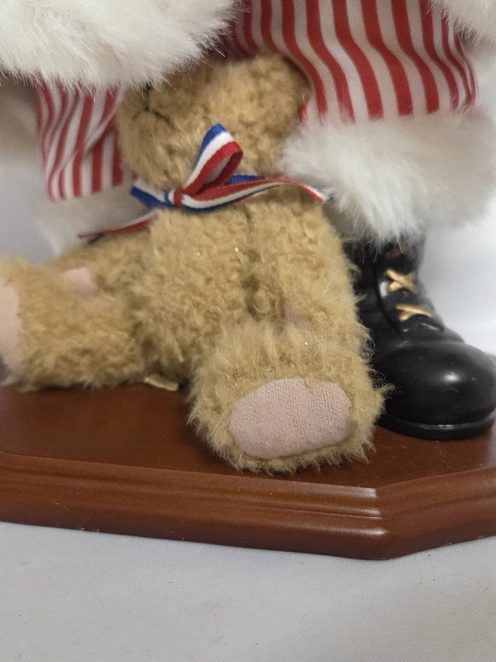 Holiday Santa Figurine‎ with Red Velvet Hat and Patriotic Accents